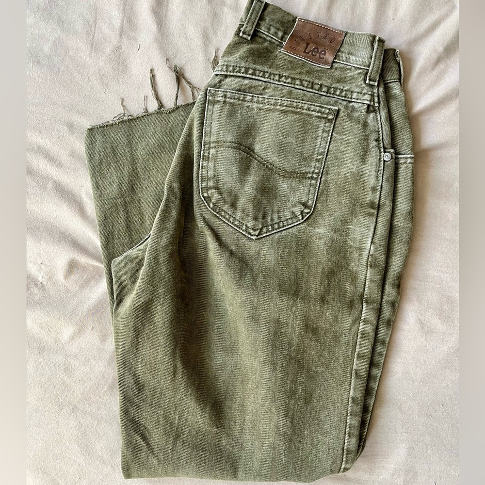 Lee Sage Green Frayed Hem Jeans